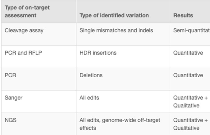 Methods to Check Genome Editing On-Target Efficiency